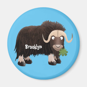Funny musk ox cartoon illustration magnet