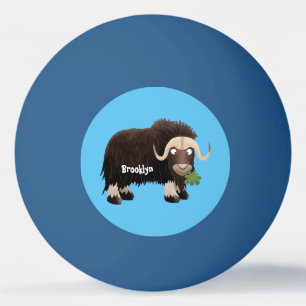 Funny musk ox cartoon illustration ping pong ball