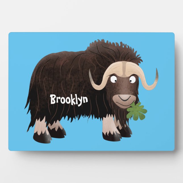 Funny musk ox cartoon illustration plaque (Front)