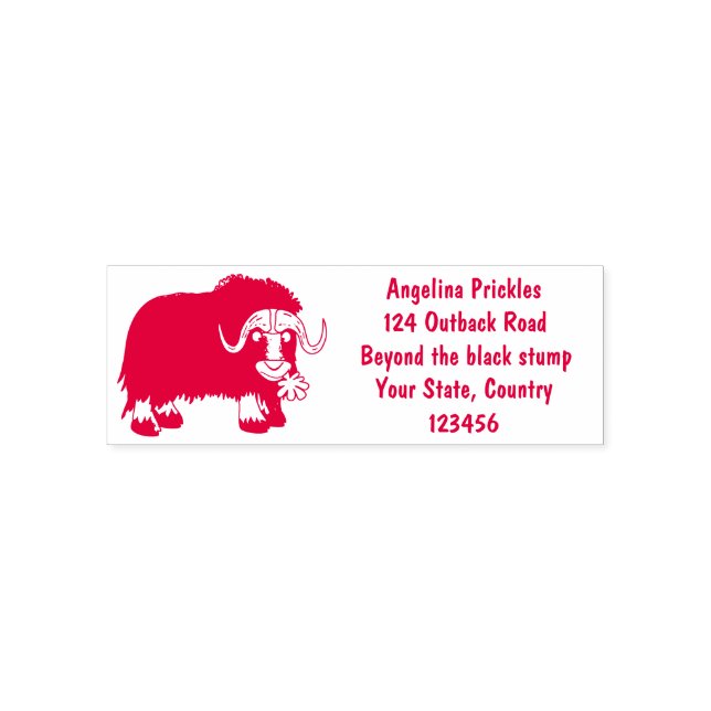 Funny musk ox cartoon illustration self-inking stamp (Design)