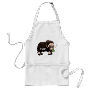 Funny musk ox cartoon illustration standard apron