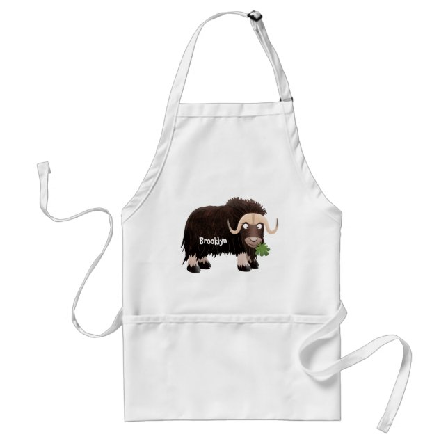 Funny musk ox cartoon illustration standard apron (Front)