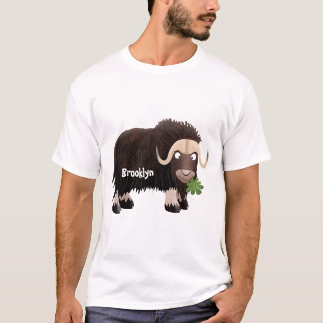 Funny musk ox cartoon illustration T-Shirt (Front)