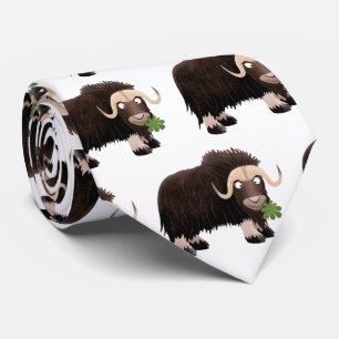 Funny musk ox cartoon illustration tie