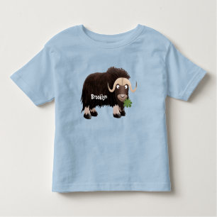 Funny musk ox cartoon illustration toddler T-Shirt