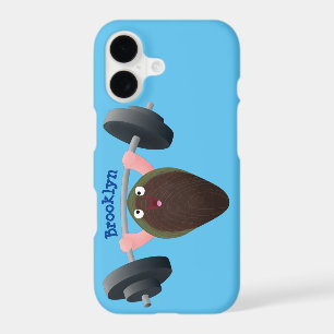 Funny mussel working out cartoon illustration