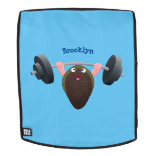 Funny mussel working out cartoon illustration backpack