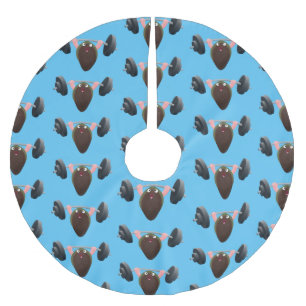 Funny mussel working out cartoon illustration brushed polyester tree skirt