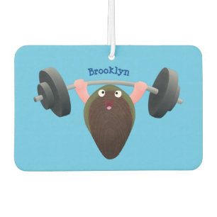Funny mussel working out cartoon illustration car air freshener