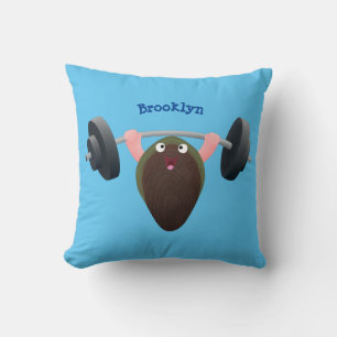 Funny mussel working out cartoon illustration cushion