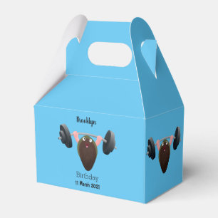Funny mussel working out cartoon illustration favour box