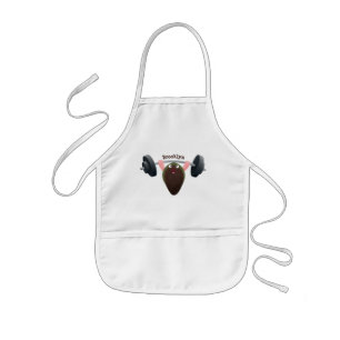 Funny mussel working out cartoon illustration kids apron