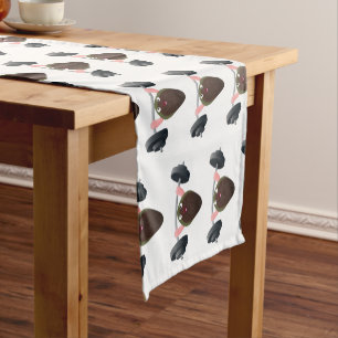 Funny mussel working out cartoon illustration short table runner