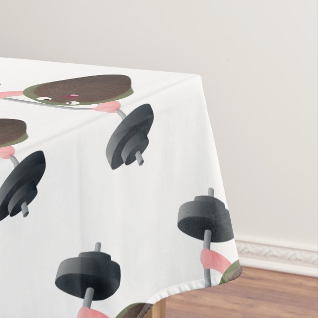 Funny mussel working out cartoon illustration tablecloth (In Situ)
