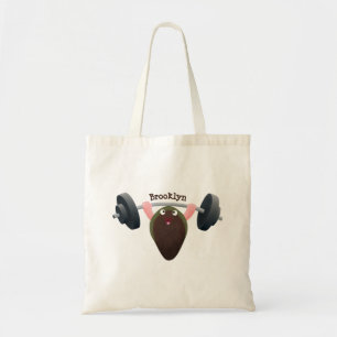 Funny mussel working out cartoon illustration tote bag