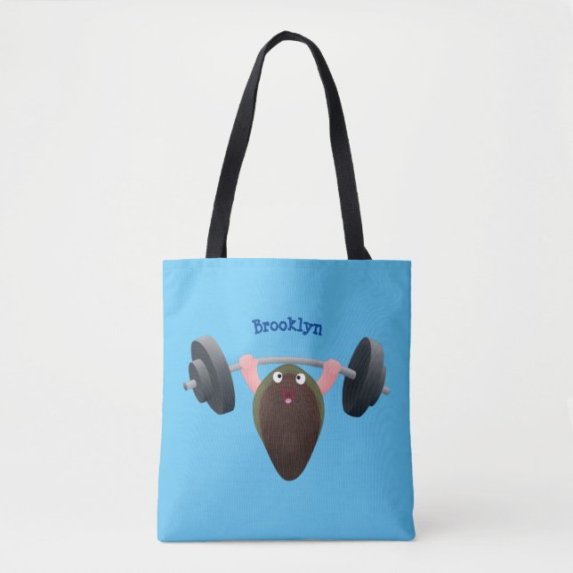 Funny mussel working out cartoon illustration tote bag (Front)