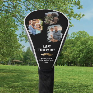 Funny Mustache Happy Father's Day 3 Photo Golf Head Cover