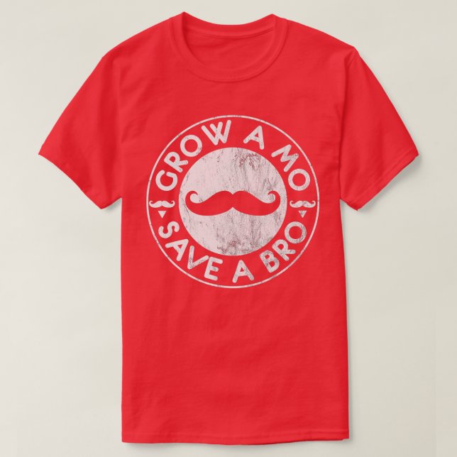 Funny Mustache Mustache Grow A Mo 3 T-Shirt (Design Front)