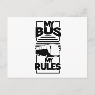 Funny My Bus My Rules Bus Driver Postcard