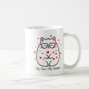 Funny My Cat Is My Valentine Cute Cat Love Men Wom Coffee Mug