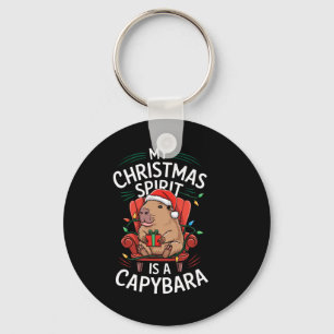 Funny My Christmas Spirit Capybara Matching Ugly M Key Ring