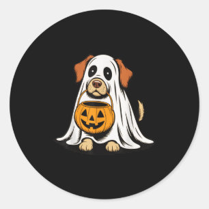 Funny My Dog Is My Boo Halloween Ghost Dog Men Wom Classic Round Sticker