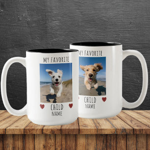 Funny My Favorite Child 2 Photo Custom Dog Name Two-Tone Coffee Mug