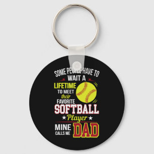 Funny My Favorite Softll Player Calls Me Dad Key Ring