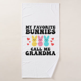 Funny My Favourite Bunnies Call Me Grandma Mother Bath Towel