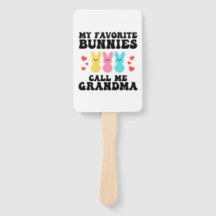 Funny My Favourite Bunnies Call Me Grandma Mother Hand Fan