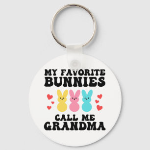 Funny My Favourite Bunnies Call Me Grandma Mother Key Ring