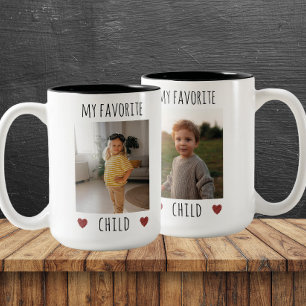 Funny My Favourite Child 2 Photo Custom Two-Tone Coffee Mug