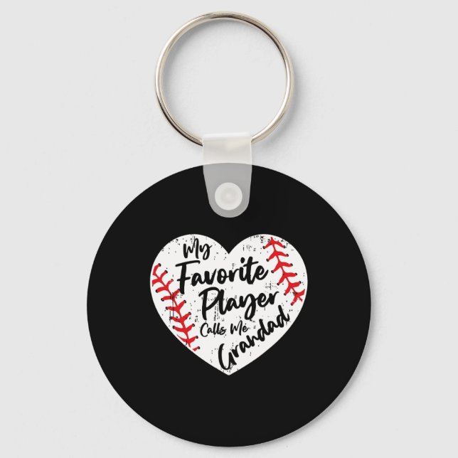 Funny My Favourite Player Calls Me Grandad Basebal Key Ring (Front)