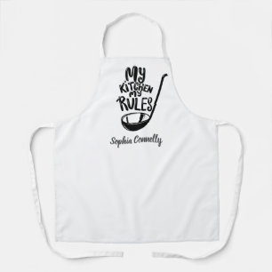 Funny My Kitchen My Rules Custom Text and Colour Apron