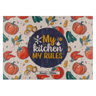 Funny My Kitchen My Rules Vegetable Food Pattern Cutting Board