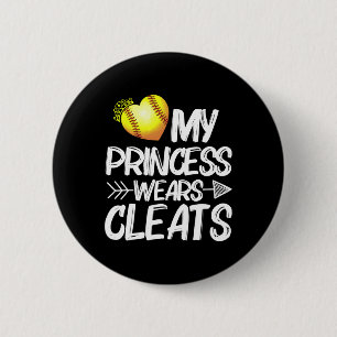 Funny My Princess Wears Cleats Gift For Softll Mom 6 Cm Round Badge