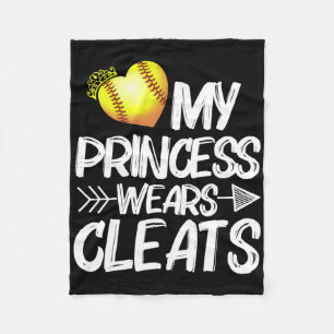 Funny My Princess Wears Cleats Gift For Softll Mom Fleece Blanket