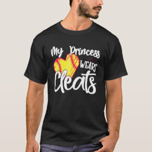 Funny My Princess Wears Cleats Softball Mum Baseba T-Shirt