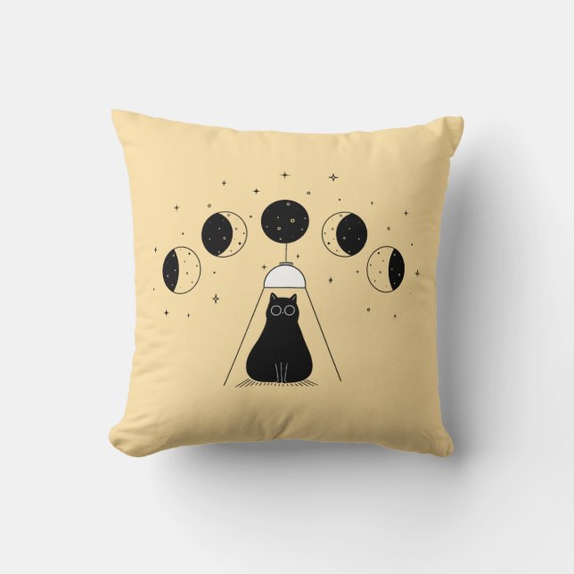 Funny Mystic Cat Phases Cushion (Front)
