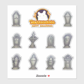 Funny Name Gravestones Sticker Sheet for Halloween