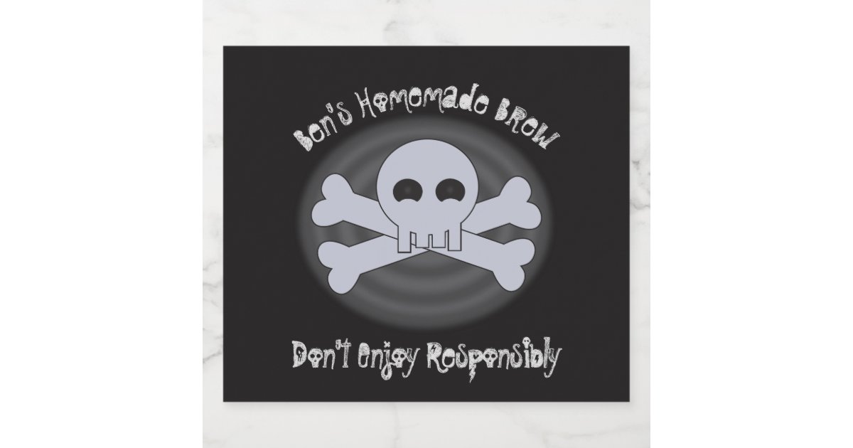 Funny Name Homemade Beer Skull Black Brew Beer Bottle Label | Zazzle Funny Name Homemade Beer Skull Black Brew Beer Bottle Label | Zazzle