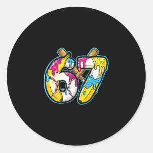 Funny Nana 67 Ice Cream Drip Meme Six Seven Gen Al Classic Round Sticker