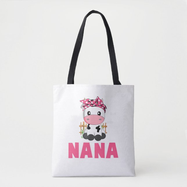 Funny Nana Cow Cute Cow Farmer Birthday Matching F Tote Bag (Front)