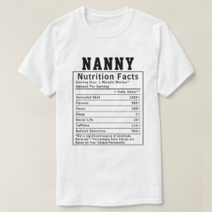 Funny Nanny Nutrition Facts Babysitter Worker Gift T-Shirt
