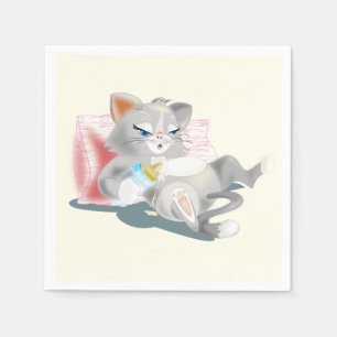 Funny Napkins with Baby Cat - Customisable