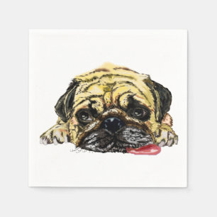 Funny Napkinswith Pug Dog - Customisable Napkin
