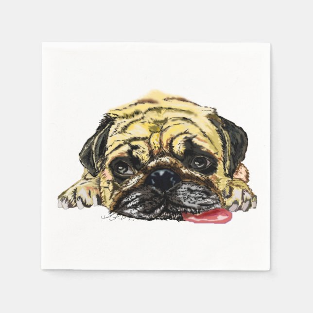 Funny Napkinswith Pug Dog - Customisable Napkin (Front)