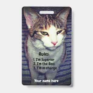 Funny narcissist boss cat ID badge