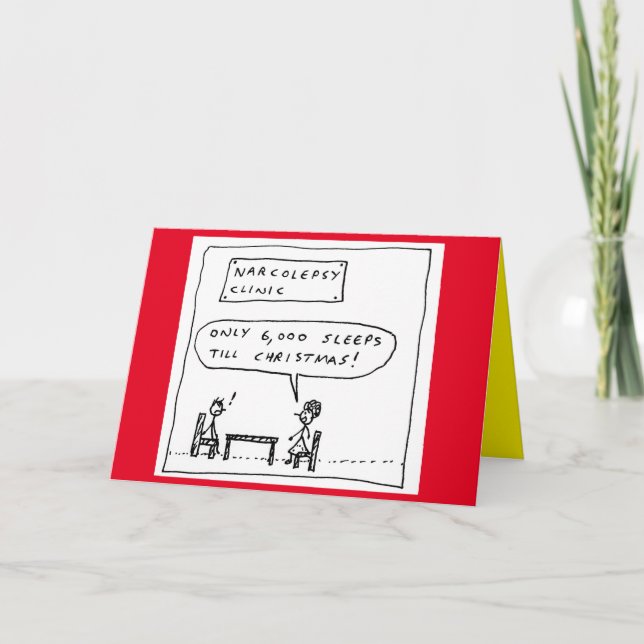 Funny Narcolepsy Sleep Christmas Cartoon Joke Holiday Card (Front)