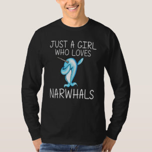 Funny Narwhal Girls Kids Dabbing Narwhal Whale T-Shirt